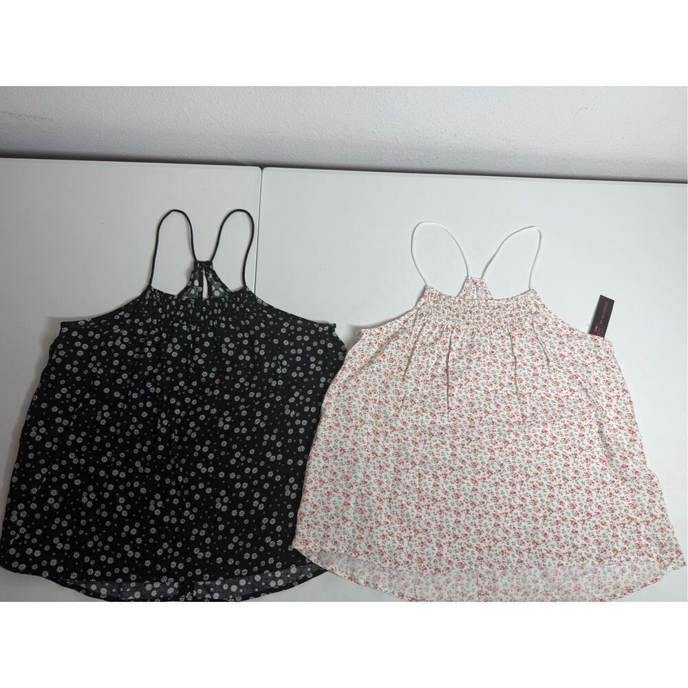 No Boundaries Set of 2 Women's Tank Top Floral Spaghetti Strap Size M See Notes